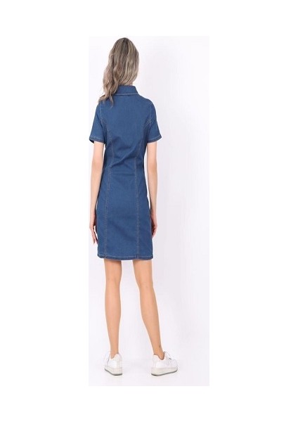 Mavi Kısa Kol Önden Düğmeli Est 1969 Denim Kot Elbise fırsatları