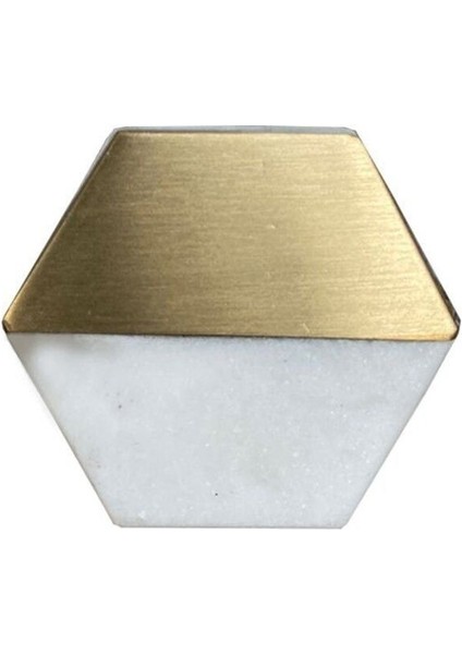 Çap 35Mm X 40Mm Beyaz Mat Sarı Kulp / Doğal Taş