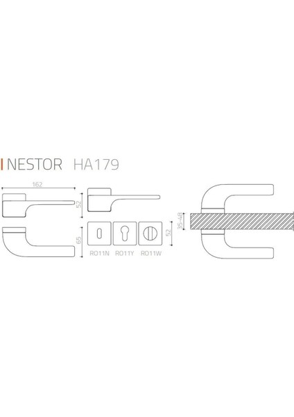 Nestor Füme - Yale Rozetli Kapı Kolu - Hha179Ro11Y Bbn