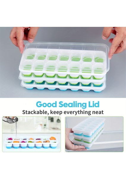 Adet, Silikon Buz Küpü Kalıbı, Dökülmeye Karşı Dayanıklı Çıkarılabilir Kapaklı Kolay Çıkarılan ve Esnek Kalıp, Kapaklı Istiflenebilir Buz Tepsileri (Yurt Dışından) fırsatları