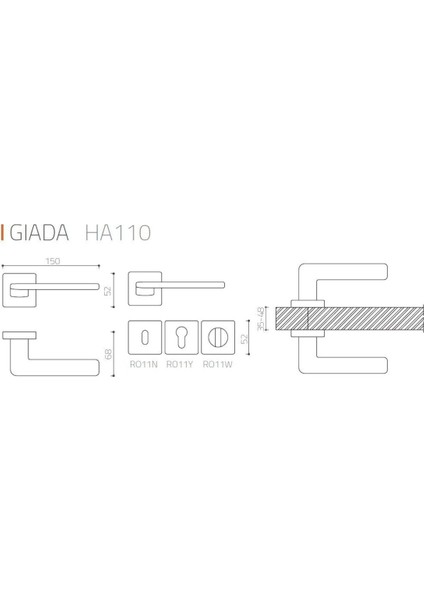 Gıada Siyah - Yale Rozetli Kapı Kolu - Hha110Ro11Y Al6