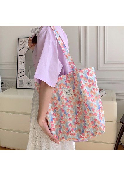 26101 Yeni Kadın Çantası Büyük Kapasiteli Şık Çiçek Kanvas Omuz Çantası Taşınabilir Kız Öğrenci Alışveriş Çantası (Yurt Dışından) fiyatları