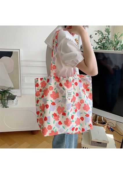 26101 Yeni Kadın Çantası Büyük Kapasiteli Şık Çiçek Kanvas Omuz Çantası Taşınabilir Kız Öğrenci Alışveriş Çantası (Yurt Dışından) indirimleri