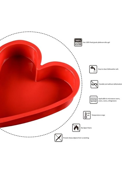Büyük Kalpli Kek Tavası Silikon Kalıp (9 Inç), Romantik Gün Için Pişirme Pişirme Takımı Tepsisi, Doğum Günü Partisi, Sevgililer Günü, Fondan Kek, Turta, Tart Yapımı; Kırmızı; 7AH (Yurt Dışından) modelleri