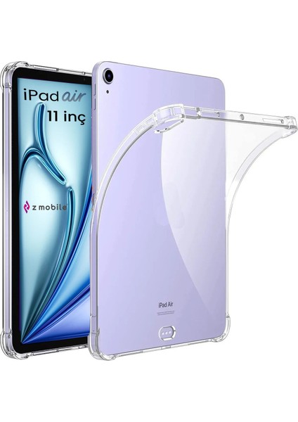 iPad Air 11" 6. Nesil M2 2024 Uyumlu Şeffaf Silikon Kılıf Anti Shock Koruyucu Tablet Kılıfı