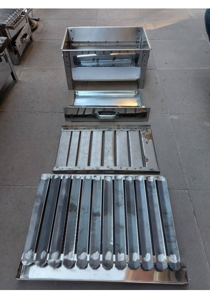 (3-5 Kişilik) 40 x 27 cm El Yapımı Paslanmaz Gövdeli Lama Izgaralı Mangal