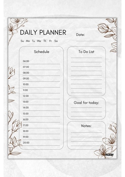 Günlük Planlayıcı - A4 Ebat Yapılacaklar - 30 Yaprak - Daily Planner