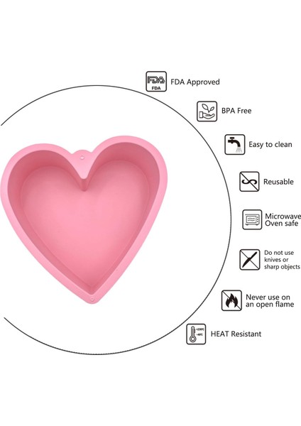 Kalpli Kek Tavası Silikon Kalıp (9 Inç), Romantik Gün Için Pişirme Pişirme Takımı Tepsisi, Doğum Günü Partisi, Sevgililer Günü, Fondan Kek, Turta, Tart Yapımı; Pembe; 7AF (Yurt Dışından) modelleri
