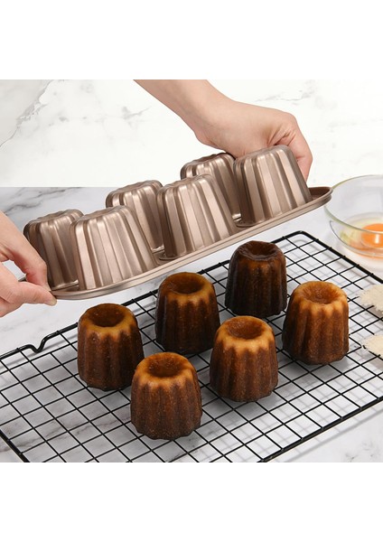 Karbon Çelik 6 Gözlü Yapışmaz Canele Kalıp Kek Tavası, Altın (Yurt Dışından)