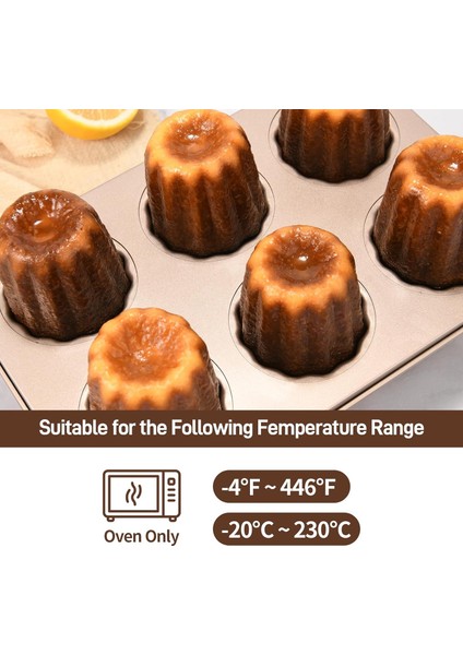 Karbon Çelik 6 Gözlü Yapışmaz Canele Kalıp Kek Tavası, Altın (Yurt Dışından) modelleri