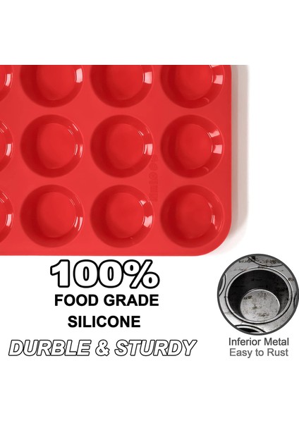 Silikon Muffin Tavası Seti - Normal 12 Bardak ve Mini 24 Bardak Cupcake Pişirme Kalıpları, Esnek ve Yapışkan Olmayan, Muffin Kek, Cupcake, Çikolata, Tart ve Tatlılar Yapmak Için Sa (Yurt Dışından) fırsatları
