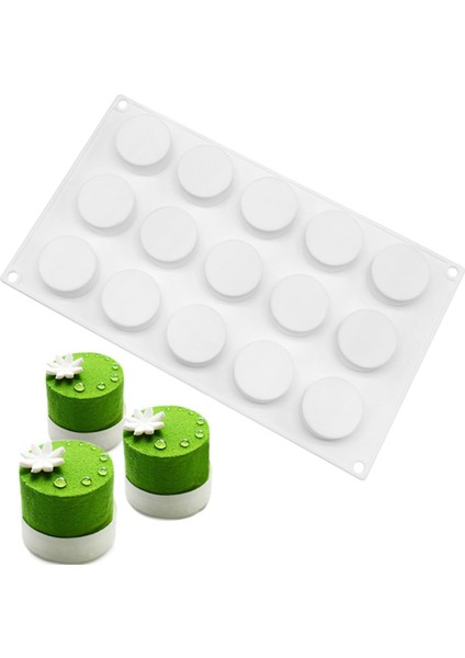 Mus Kek Pişirme Için 3D Silindir Şekli Silikon Kalıplar, Şeker Pasta Için 3D Silikon Pişirme Kalıbı Çikolata Trüf Cupcake Jöle Kurabiye Puding Kek Dekorasyon Kalıbı, 15-Cavity (Yurt Dışından)