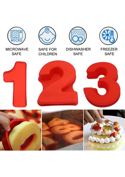 10 Inç 9 Adet Büyük Boy Numarası Kalıpları Pişirme Formları Silikon Numarası Kalıp Kek Tava (10 Inç) (Yurt Dışından) fiyatları