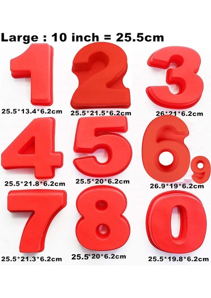 10 Inç 9 Adet Büyük Boy Numarası Kalıpları Pişirme Formları Silikon Numarası Kalıp Kek Tava (10 Inç) (Yurt Dışından) modelleri