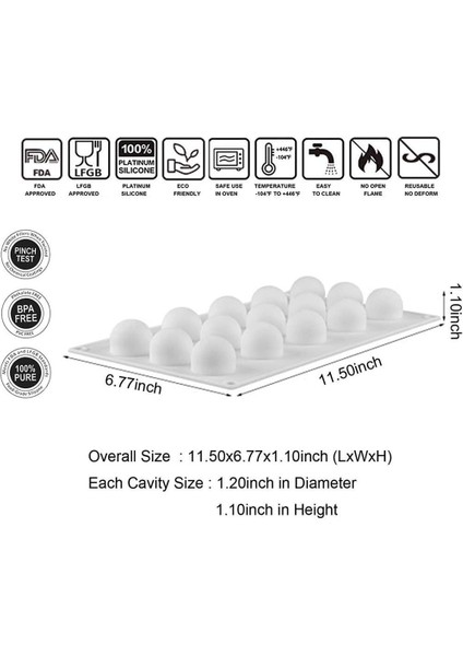 Şeker Çikolata Pişirme Için Mini Truffles Silikon Kalıp, Pasta Süslemesi Için 3D Silikon Pişirme Kalıbı, Yapışmaz Kolay Çıkarılan Bpa Içermeyen, Mini Top Şekli (15 Gözlü) (Yurt Dışından)