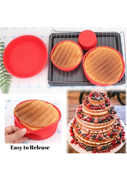 Yapışmaz Katmanlı Kek Pişirme Için Silikon Kalıp Bakeware Yuvarlak Kek Tavalar Çikolata Gökkuşağı Kek Doğum Günü Düğün Partisi Için 4 6 8 9 Inç 4'lü Set (Yurt Dışından)