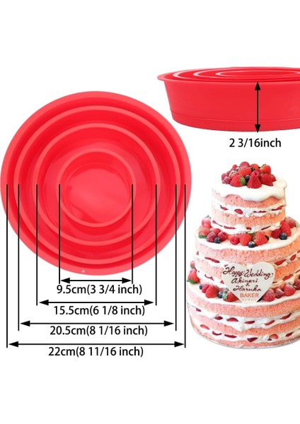 Yapışmaz Katmanlı Kek Pişirme Için Silikon Kalıp Bakeware Yuvarlak Kek Tavalar Çikolata Gökkuşağı Kek Doğum Günü Düğün Partisi Için 4 6 8 9 Inç 4'lü Set (Yurt Dışından)