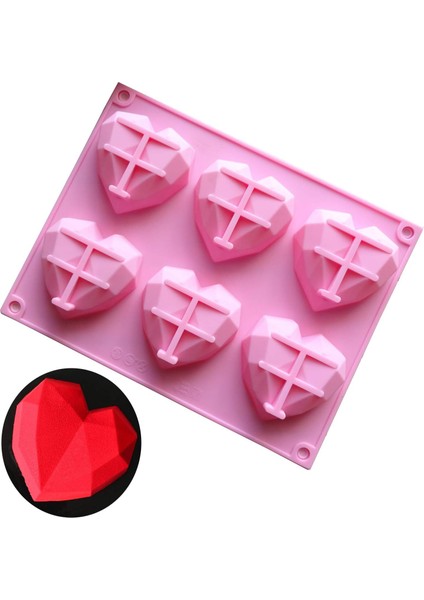 6 Kavite Mini Kalp Kalıp, Elmas Geometrik Çikolata Silikon Tatlı Kalıp, Pişirme Mousse Kek Tepsileri Dekorasyon Için Cupcake Tava Kalıbı, Cheesecake, Dondurma, Şeker, Fondan, Cupca (Yurt Dışından)