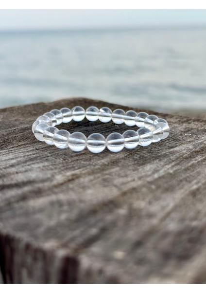 Doğaltaş 8 mm Kristal Kuvars Taşı Bileklik Aa Kalite