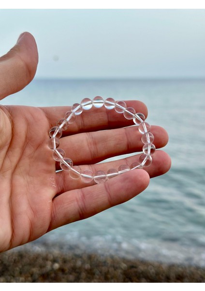 Doğaltaş 8 mm Kristal Kuvars Taşı Bileklik Aa Kalite modelleri