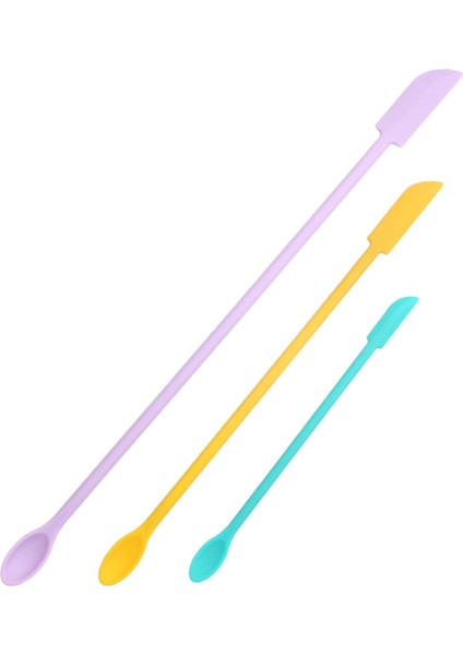 Mini Silikon Teleskopik Spatula ve Kepçe Kaşık, Mini Makyaj Spatula, Pişirme Için Isıya Dayanıklı Silikon Spatula Setleri, Kozmetik (Renkli) (Yurt Dışından)
