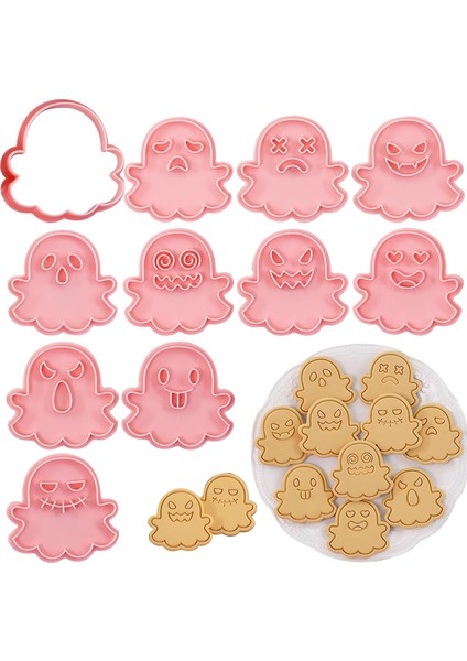 10 Adet Pembe Cadılar Bayramı Hayalet Çerez Kesiciler Set Cadılar Bayramı Çerez Kesiciler Bisküvi Kek Fondan Kalıpları ve Dıy Pişirme Için Pullar 3D Plastik Cadılar Bayramı Ürkütüc (Yurt Dışından)