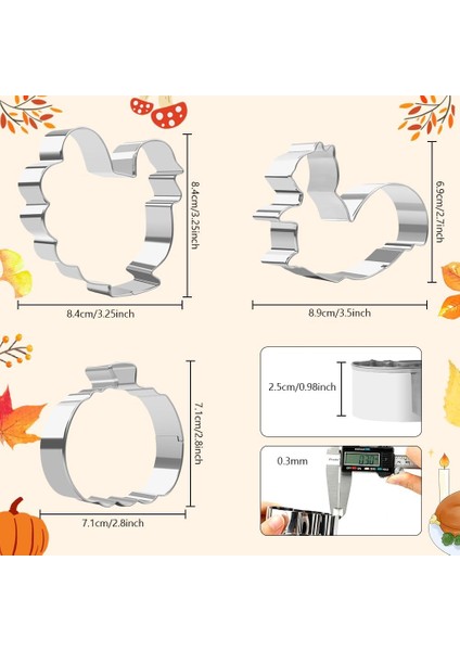 Güz Çerez Kesiciler Şekiller, Şükran Günü Kurabiye Kesici Seti, Büyük Cadılar Bayramı Şükran Günü Balkabağı Kurabiye Kesici Hindi Sincap Sonbahar Hasat Tatil Dekorasyon Parti Malze (Yurt Dışından)