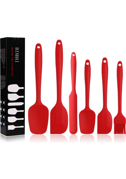Silikon Spatula Seti - Kırmızı 6 Parça Paslanmaz Çelik Çekirdekli Yapışmaz Kauçuk Spatula - Pişirme, Pişirme ve Karıştırma Için Isıya Dayanıklı Spatula Mutfak Gereçleri Seti (Yurt Dışından)