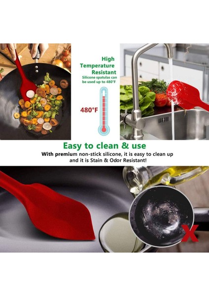 Silikon Spatula Seti - Kırmızı 6 Parça Paslanmaz Çelik Çekirdekli Yapışmaz Kauçuk Spatula - Pişirme, Pişirme ve Karıştırma Için Isıya Dayanıklı Spatula Mutfak Gereçleri Seti (Yurt Dışından) fırsatları