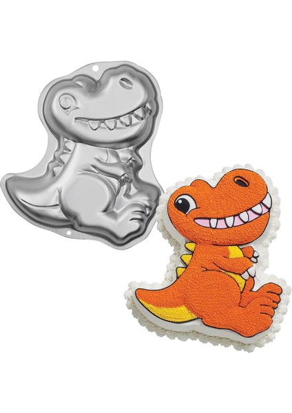 Dinozor Kek Tavası, Çocuk 3D Doğum Günü Pastası Tavası, Gümüş, Alüminyum (Yurt Dışından)