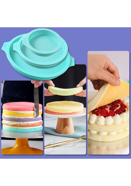 Silikon Yuvarlak Kek Kalıbı, 3 Paket Katmanlı Pastalar Için Silikon Kek Tavası Kalıbı, Gökkuşağı Pastaları, Reçine Bardak Altlıkları U2013 4 U201D+6 U201C+8 U201D (Yurt Dışından) fiyatları