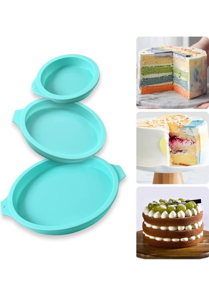 Silikon Yuvarlak Kek Kalıbı, 3 Paket Katmanlı Pastalar Için Silikon Kek Tavası Kalıbı, Gökkuşağı Pastaları, Reçine Bardak Altlıkları U2013 4 U201D+6 U201C+8 U201D (Yurt Dışından) modelleri