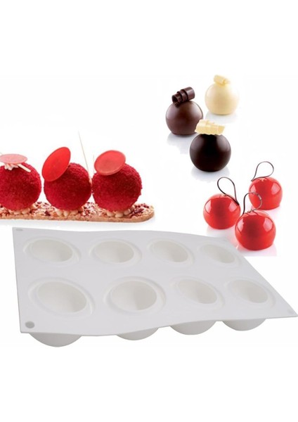 Pişirme Aksesuarları ve Araçları Silikon Çikolata Kalıp Silikon Top Kek Kalıpları 3D Yarım Küre Şeker Trüf Fırın Tepsisi (Yuvarlak D_11.88 X6.96 X1.96INCH) (Yurt Dışından)
