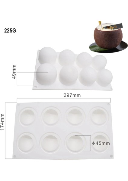 Pişirme Aksesuarları ve Araçları Silikon Çikolata Kalıp Silikon Top Kek Kalıpları 3D Yarım Küre Şeker Trüf Fırın Tepsisi (Yuvarlak D_11.88 X6.96 X1.96INCH) (Yurt Dışından)