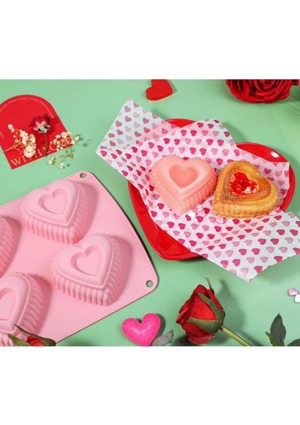 Silikon Kalp Kek Kalıbı Katmanlı Mini Kalp Şeklinde Kek Tavaları, 6-Cavity Kalp Bunt Kek Kalıpları Muffin Pan, 2'li Paket (Yurt Dışından) fiyatları