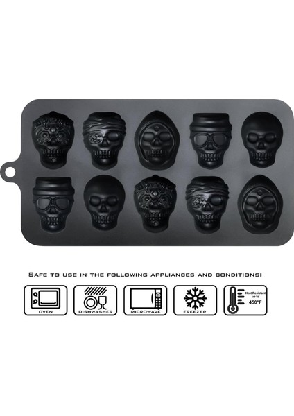 10 Kavite Kafatası Çikolata Kalıpları Jöle Mum Boya Reçine Için Silikon Kafatası Şeker Kalıbı, 2'li Paket (Yurt Dışından) modelleri