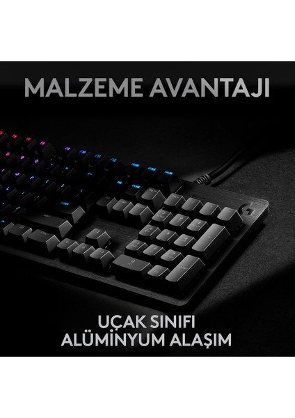 G G512 Carbon LIGHTSYNC RGB GX Brown Mekanik Oyun Klavyesi - Siyah