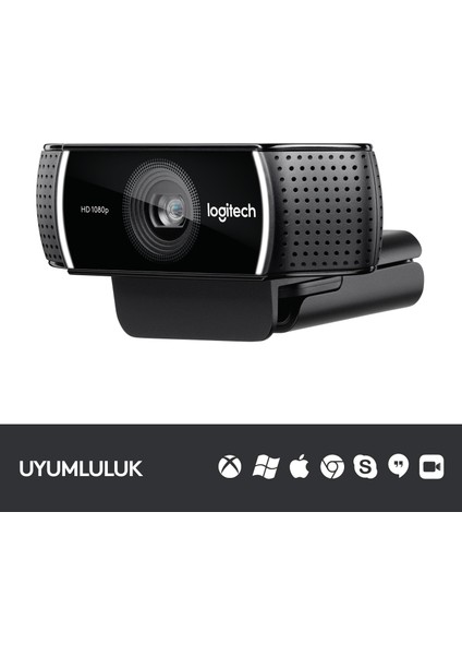 C922 Full HD 1080p Yayıncılar için Profesyonel Web Kamerası - Siyah