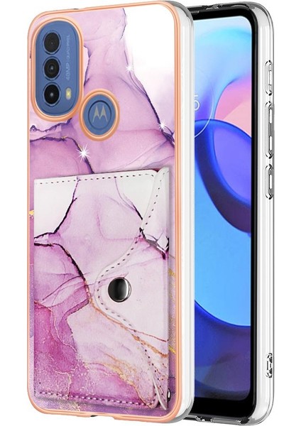 Motorola Moto E20/E30/E40 Mermer Ince Cüzdan Yumuşak Tpu Tampon Kartı (Yurt Dışından)