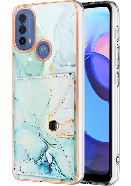 Motorola Moto E20/E30/E40 Mermer Ince Cüzdan Yumuşak Tpu Tampon Kartı (Yurt Dışından)