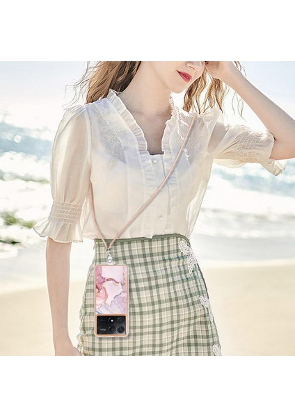 Xiaomi Redmi Için Kılıf K70E Anti-Scratch Yumuşak Mermer Tampon Crossbody Kayış (Yurt Dışından)