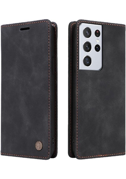 Samsung Galaxy S21 Ultra Basit Iş Deri Kılıf Flip Case Için Flip Case (Yurt Dışından)