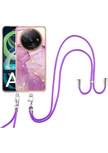 Xiaomi Redmi A3 Crossbody Kordon Askısı Tampon Mermer Yumuşak (Yurt Dışından)