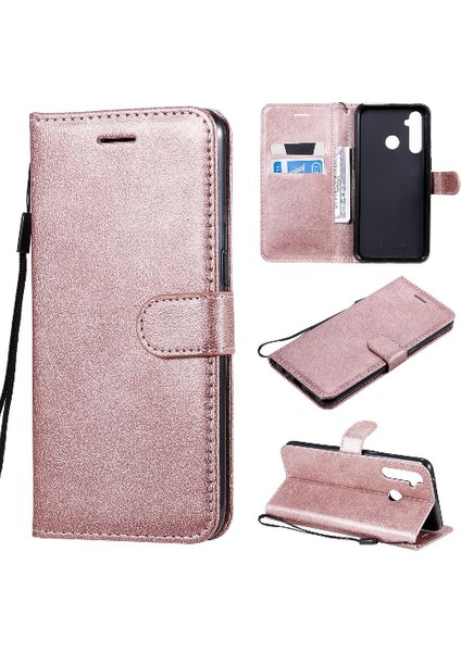 Kart Yuvası ile Realme 5 Pro Için Flip Case Iş Cüzdan Telefon Kılıfı Katı (Yurt Dışından)