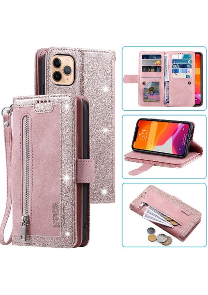 Iphone 11 Için Flip Case Pro Cüzdan Kordon Pu Deri 9 Kart Yuvaları (Yurt Dışından)