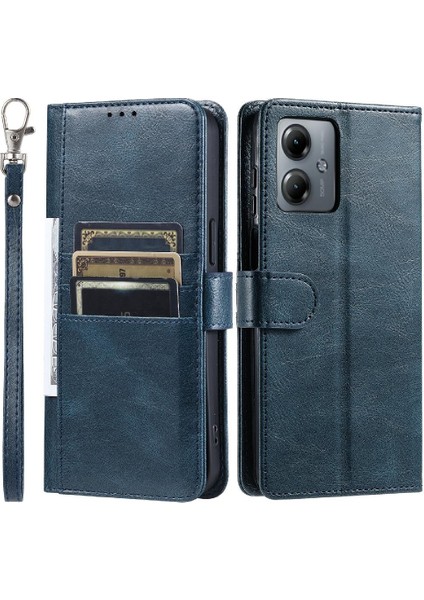 Motorola Moto G72 Cüzdan 6 Kart Yuvaları Kickstand Pu Deri Için Flip Case (Yurt Dışından)