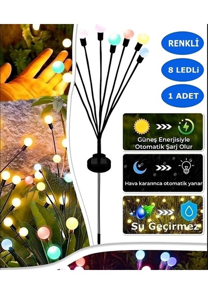 8 Led'li Güneş Enerjili Bahçe Çiti Aydınlatma Lamba (Renkli) fırsatları