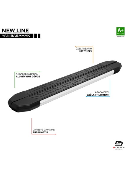 S-Dizayn Chery Tiggo8 Pro Newline Aluminyum Yan Basamak 183 cm 2022 Üzeri