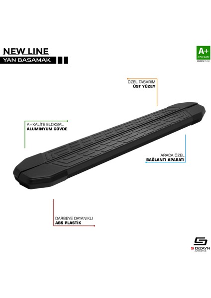 S-Dizayn Chery Tiggo8 Pro Newline Siyah Yan Basamak 183 cm 2022 Üzeri