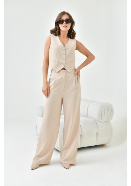 Kadın Simli Crep Yelekli Takım Taş 30851 fiyatları